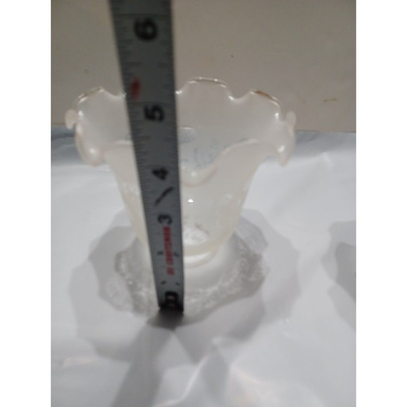 Replacement Vintage Glass Lamp Shade with Furled Top Edge & Frosted 2" Opening - Picture 6 of 15